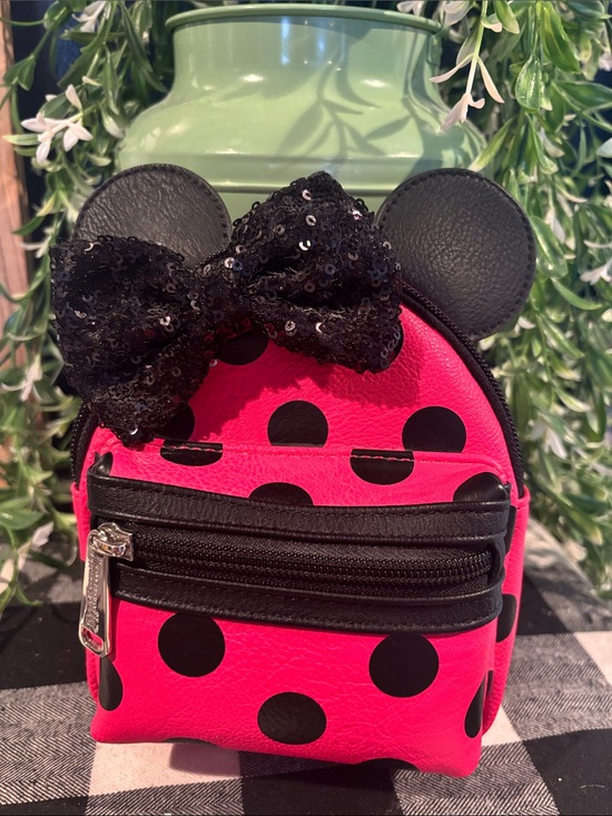 Loungefly Handbags - Loungefly Pink and Black Polka Dot Minnie Ear Mini Backpack